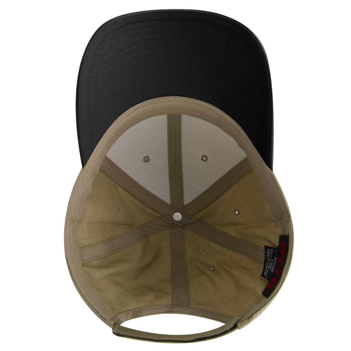 Inside View of 033232 - Blk/Kha/Kha OTTO CAP 6 Panel Low Profile Baseball Cap