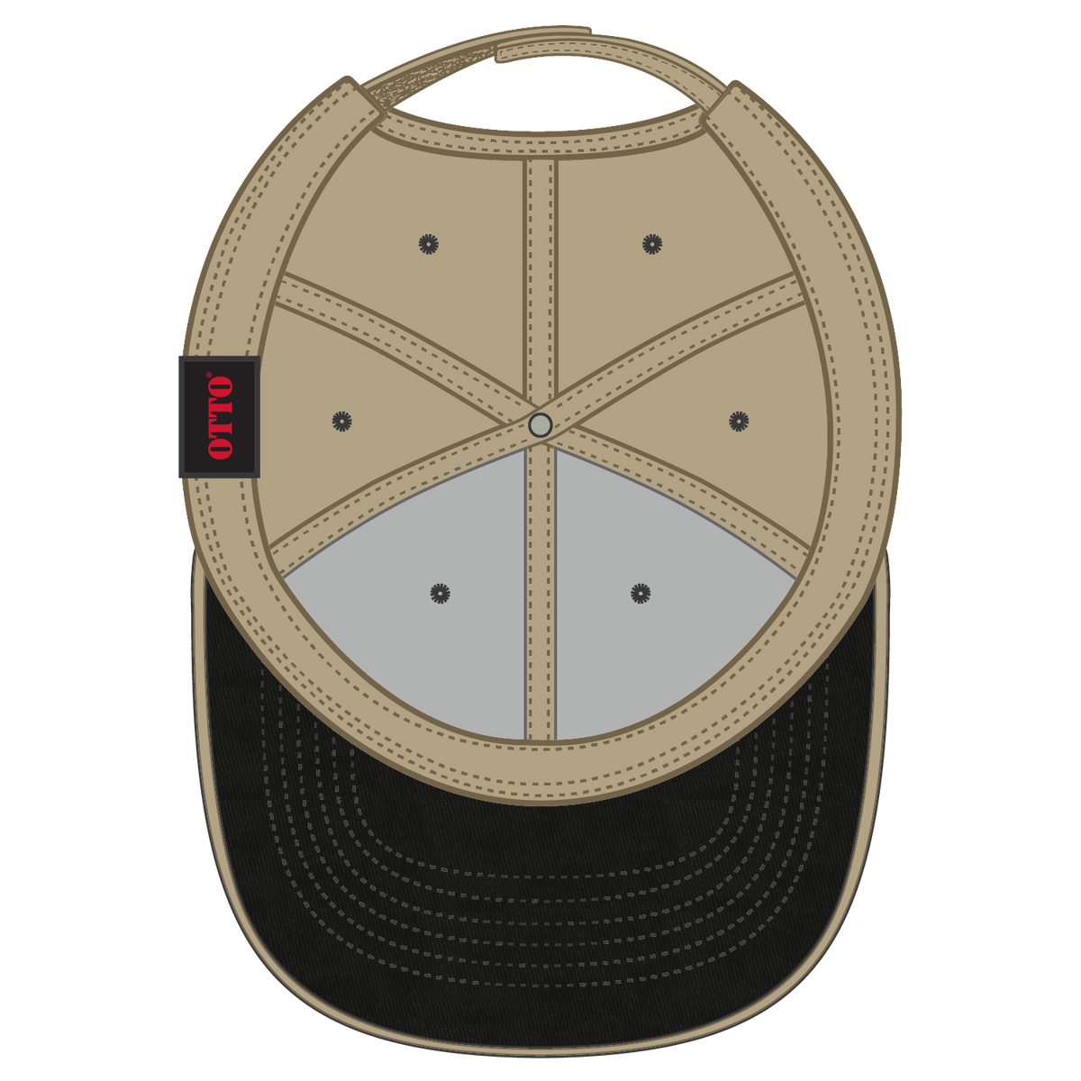 Inside View of 033232 - Blk/Kha/Kha OTTO CAP 6 Panel Low Profile Baseball Cap