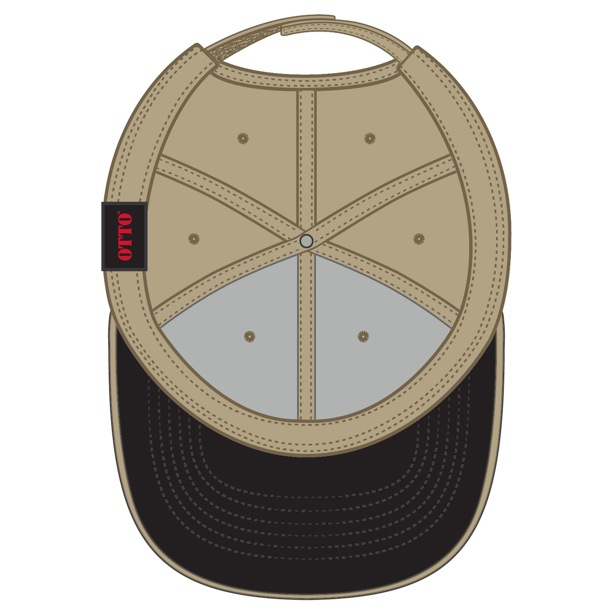 Inside View of 033232 - Blk/Kha/Kha OTTO CAP 6 Panel Low Profile Baseball Cap