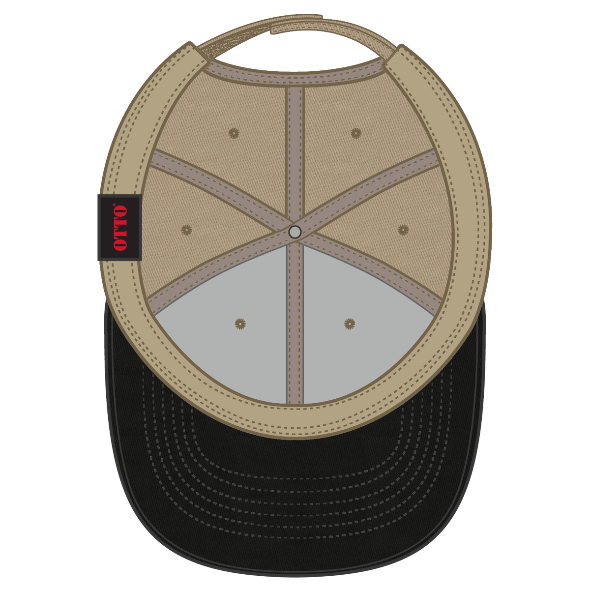 Inside View of 033232 - Blk/Kha/Kha OTTO CAP 6 Panel Low Profile Baseball Cap