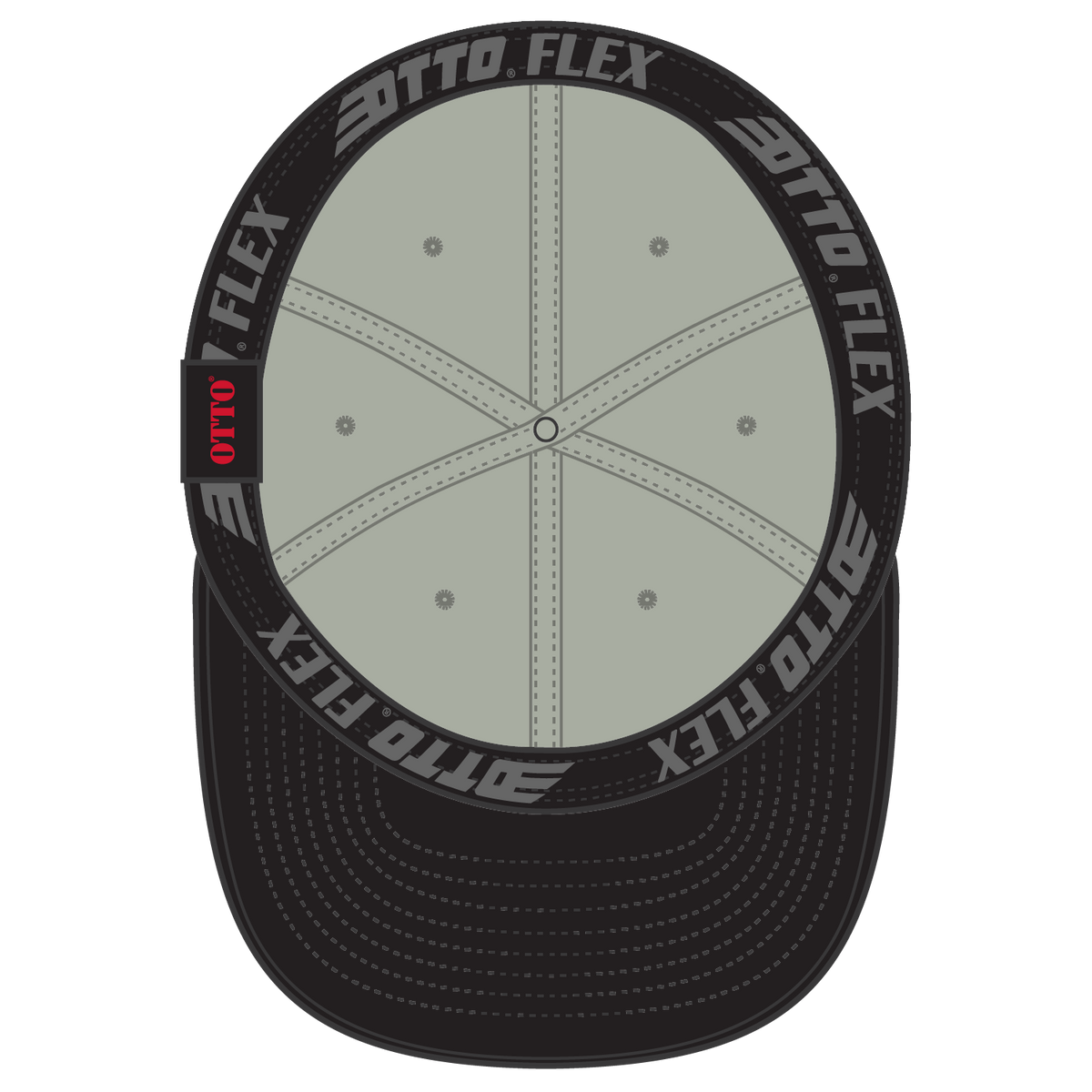 Inside View of 0335 - Blk/Stn.Gry OTTO CAP "OTTO FLEX" Fitted 6 Panel Low Profile Dad Hat