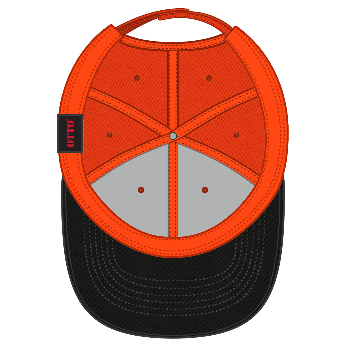 Inside View of 036262 - Blk/Org/Org OTTO CAP 6 Panel Low Profile Baseball Cap