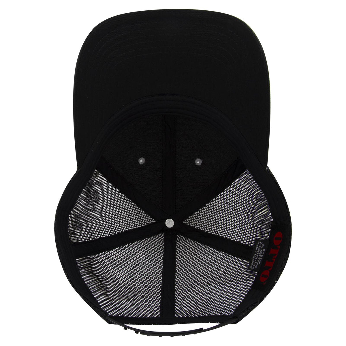 Inside View of 037403 - Black/Heather Gray/Black OTTO CAP 6 Panel Low Profile Mesh Back Trucker Hat