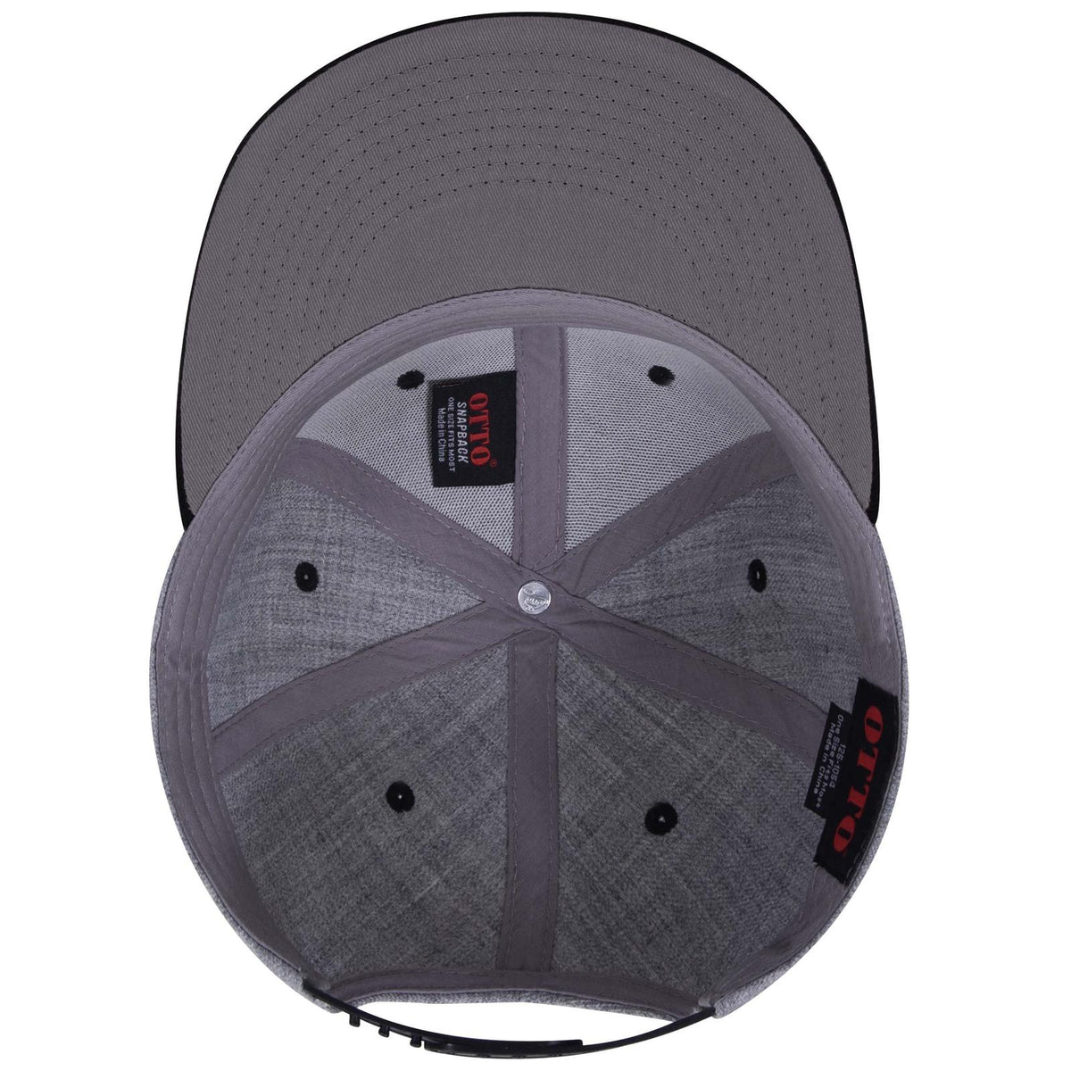 Inside View of 037474 - Blk/H.Gry/H.Gry OTTO CAP "OTTO SNAP" 6 Panel Pro Style Snapback Hat