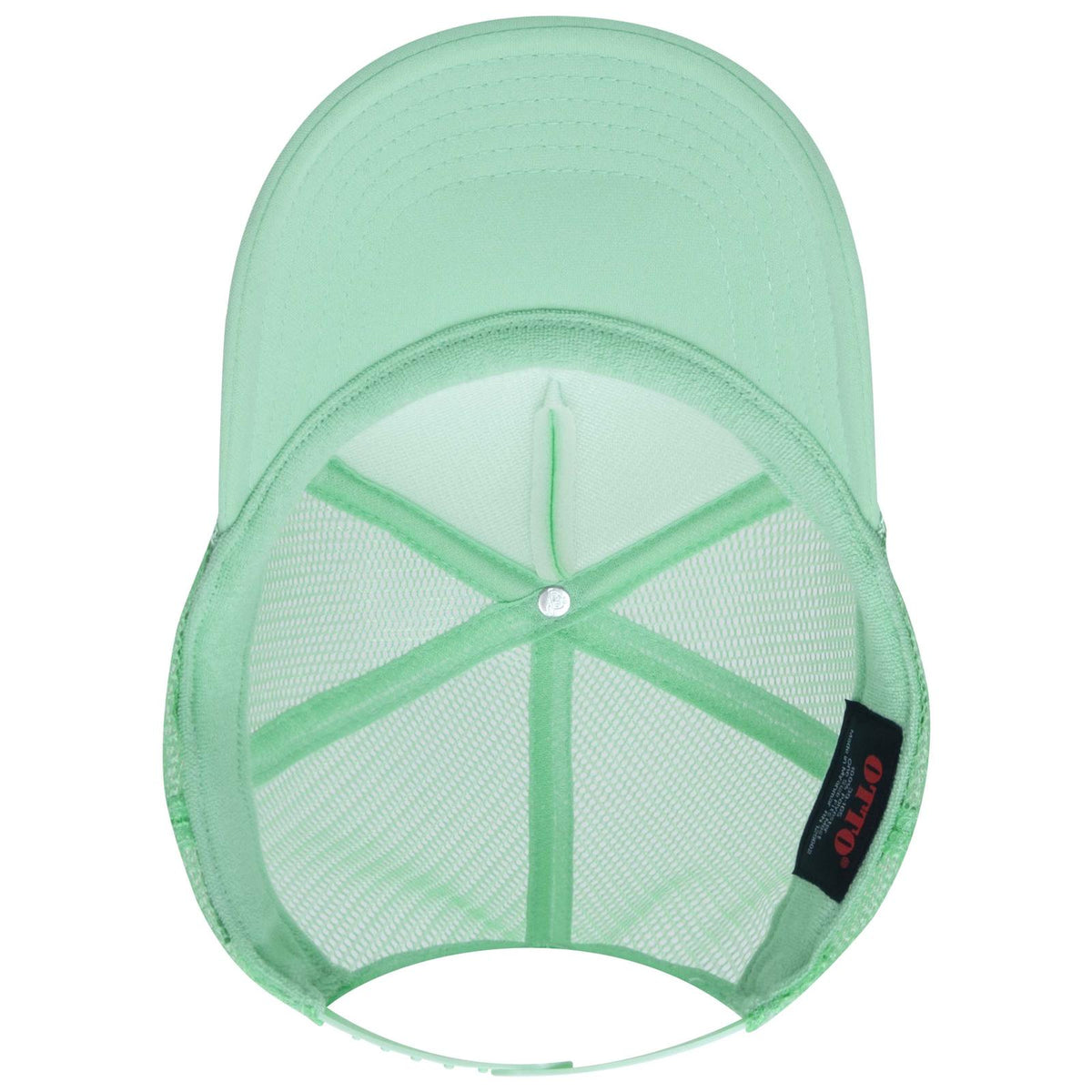 Inside View of 038 - Seafoam Green OTTO CAP 5 Panel High Crown Mesh Back Trucker Hat