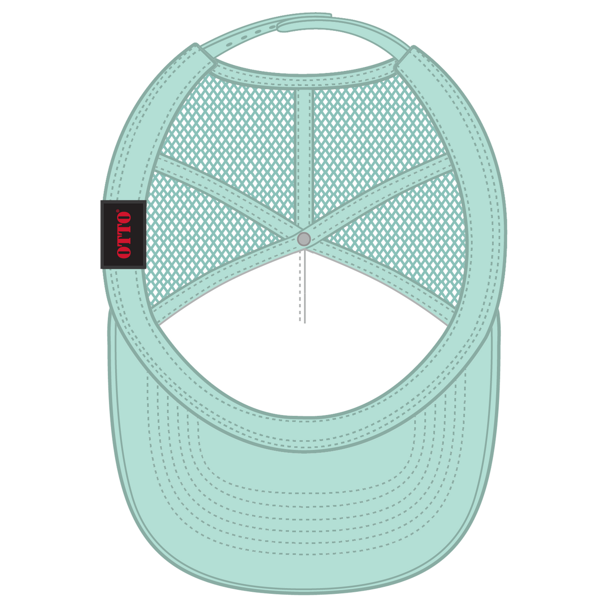 Inside View of 038 - Seafoam Green OTTO CAP 5 Panel High Crown Mesh Back Trucker Hat