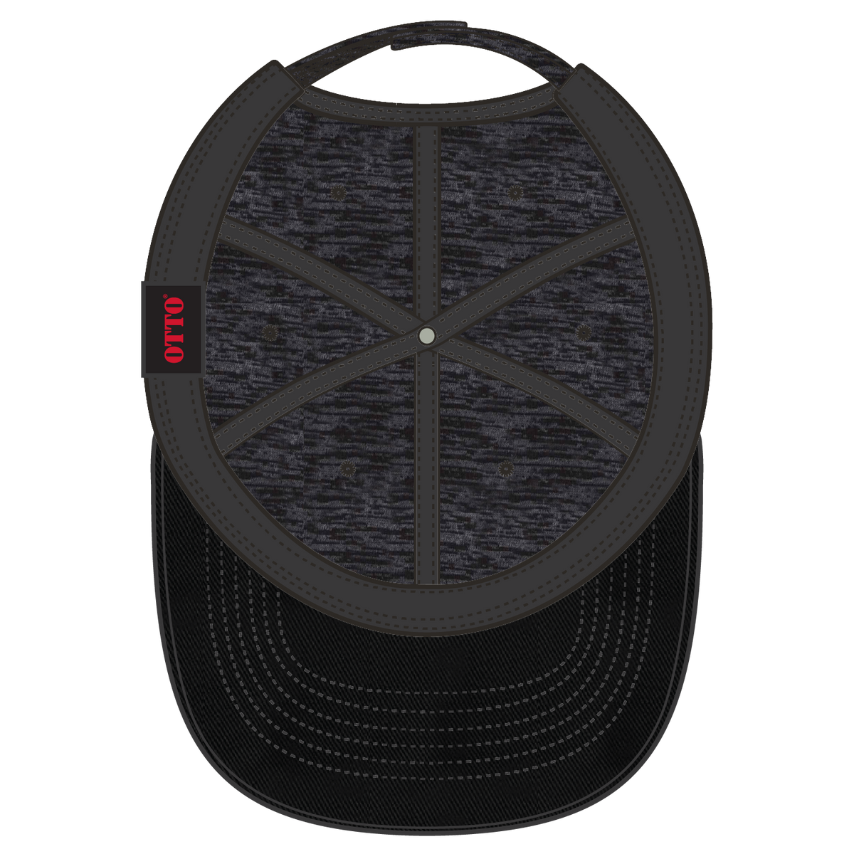 Inside View of 0380 - Blk/Hthr. Blk OTTO CAP 6 Panel Low Profile Baseball Cap