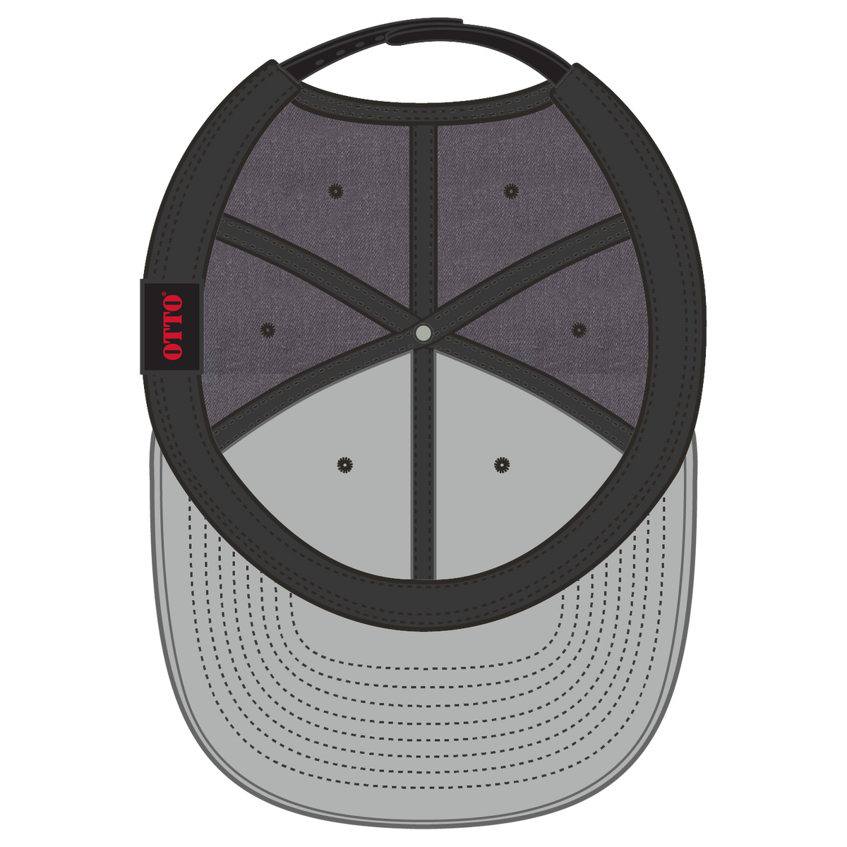 Inside View of 038080 - Blk/H.Blk/H.Blk OTTO CAP "OTTO SNAP" 6 Panel Pro Style Snapback Hat