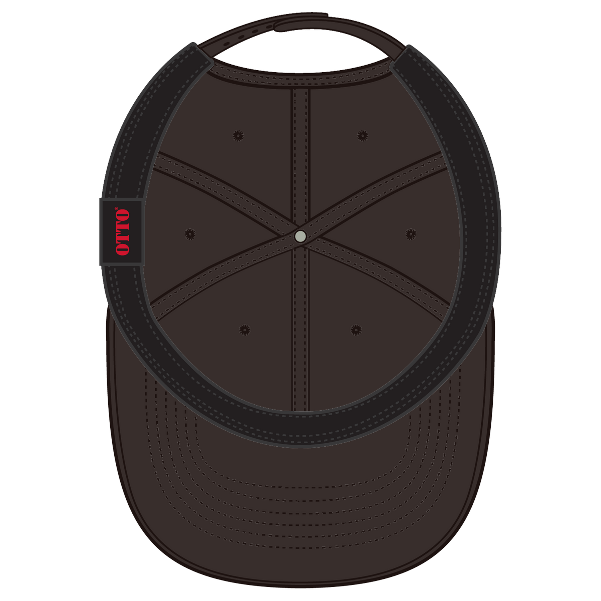 Inside View of 039 - Dk. Brown OTTO CAP 6 Panel Pro Style Baseball Cap