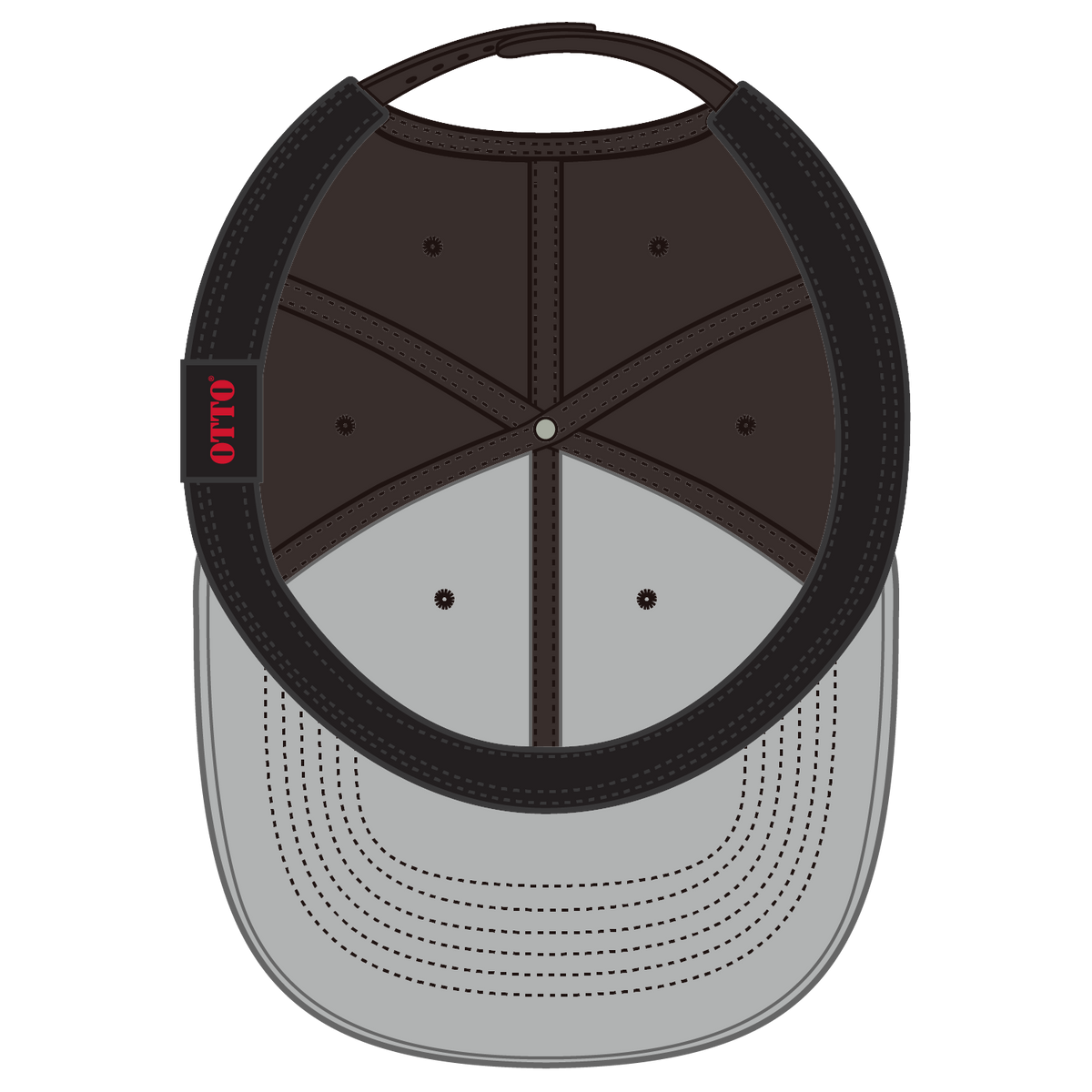 Inside View of 039 - Dk. Brown OTTO CAP Seamless 6 Panel Mid Profile Baseball Cap