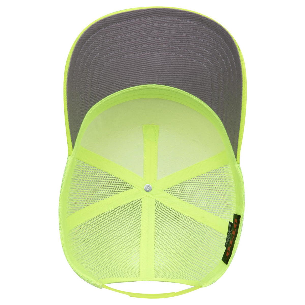 Inside View of 040 - N. Yellow OTTO CAP 5 Panel Mid Profile Mesh Back Trucker Hat