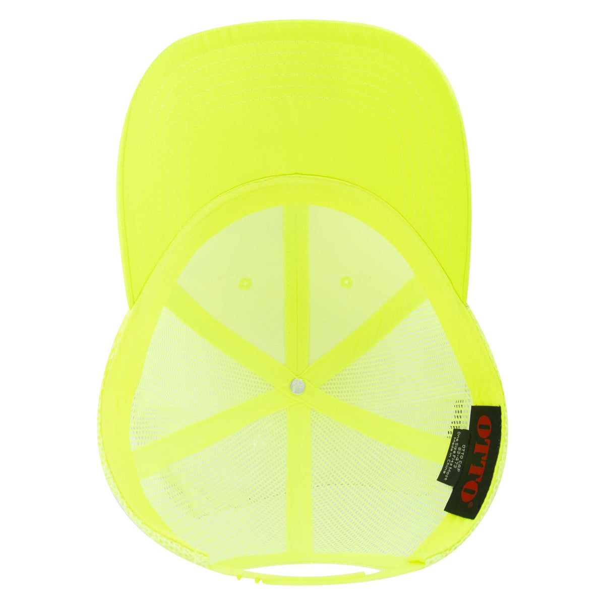 Inside View of 040 - N. Yellow OTTO CAP 6 Panel Low Profile Mesh Back Trucker Hat