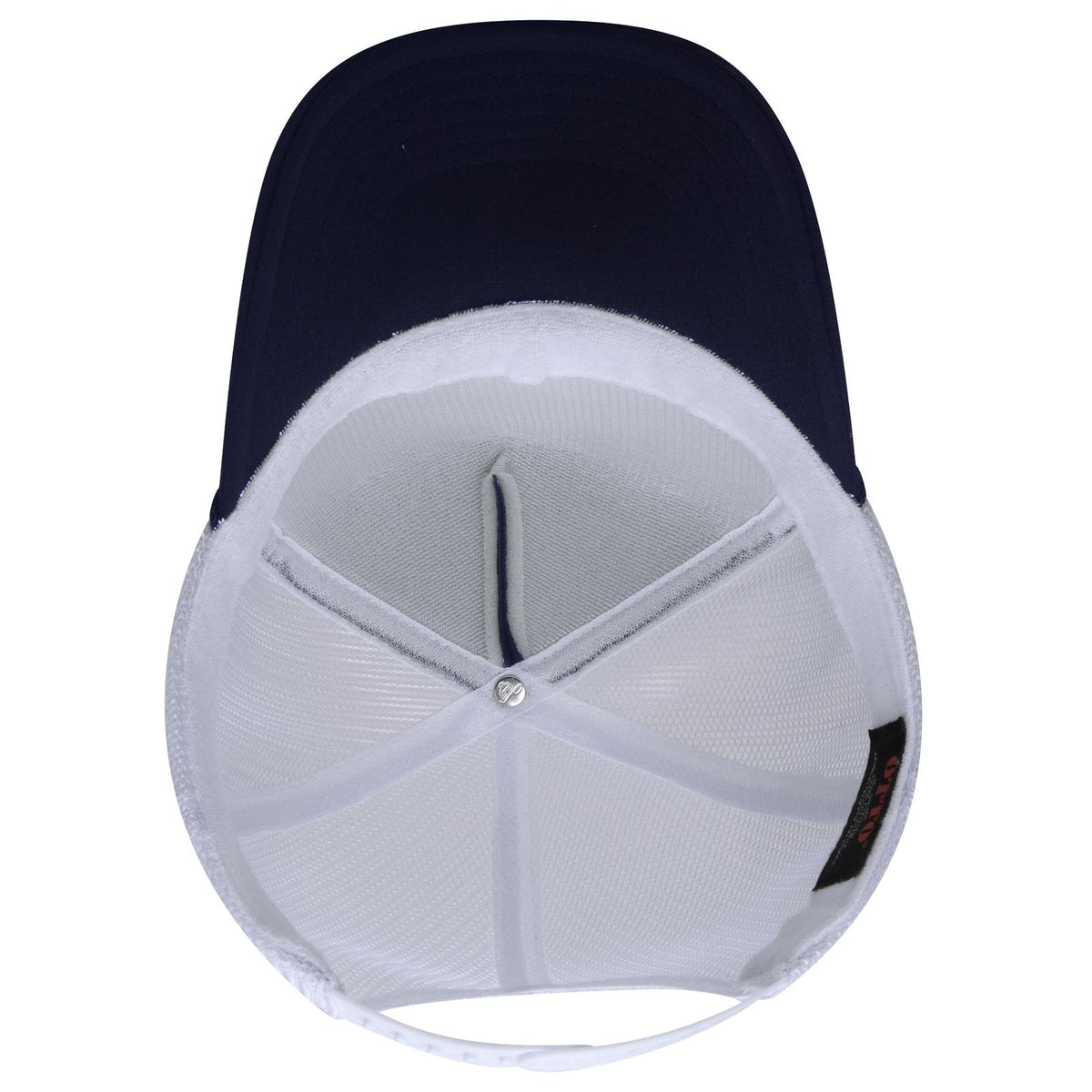 Inside View of 040416 - Nvy/Nvy/Wht OTTO CAP 5 Panel High Crown Mesh Back Trucker Hat
