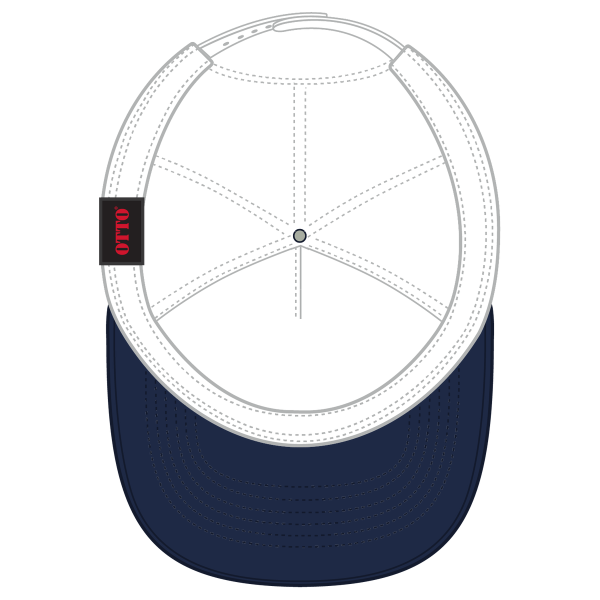 Inside View of 040416 - Nvy/Nvy/Wht OTTO CAP 5 Panel High Crown Mesh Back Trucker Hat
