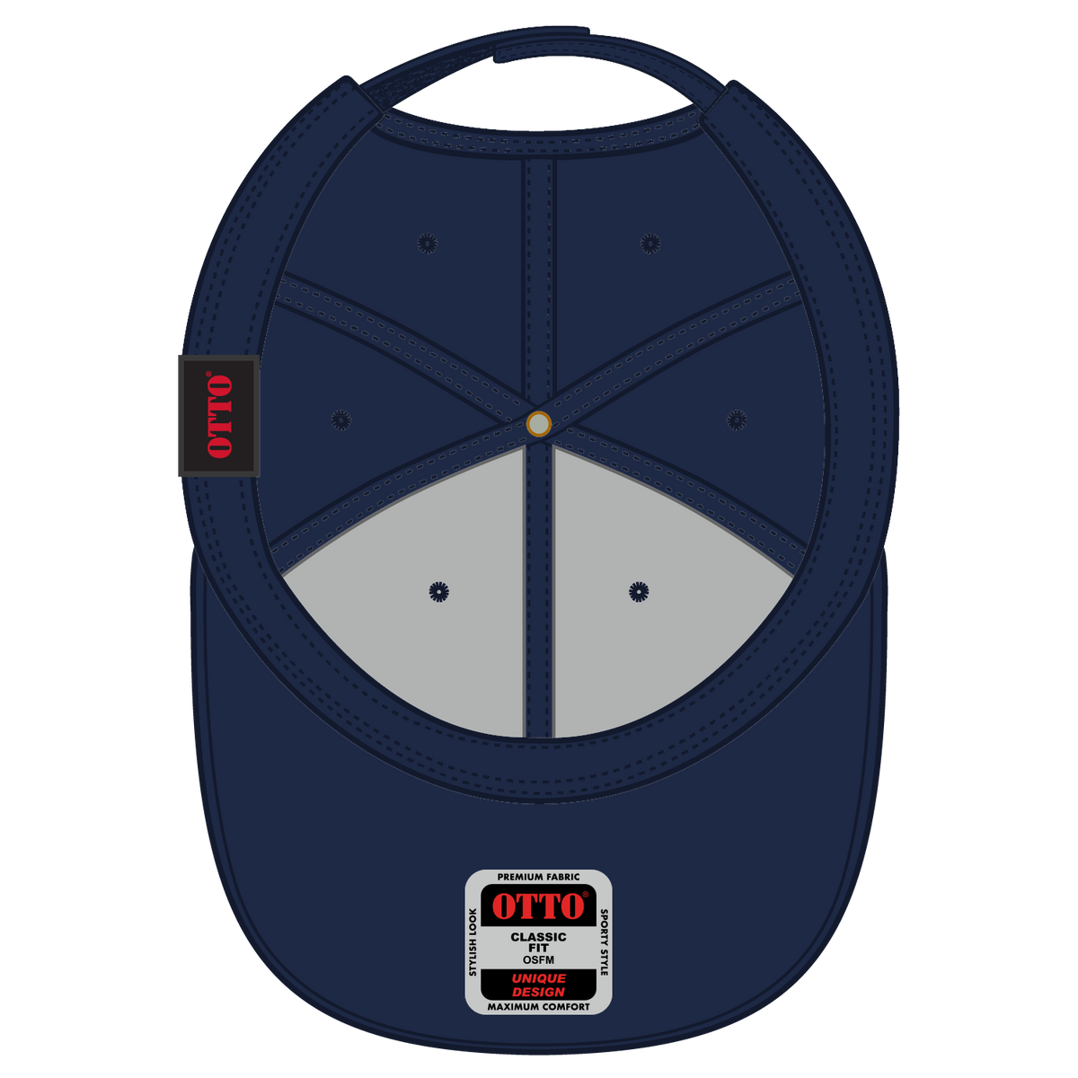 Inside View of 040606D - Nvy/Gld/Gld OTTO CAP 6 Panel Low Profile Baseball Cap