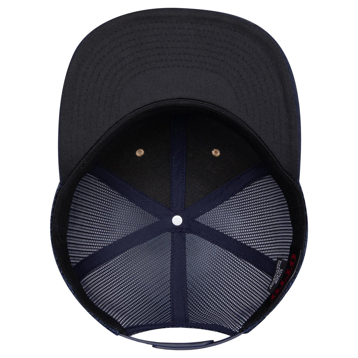 Inside View of 0411204 - Nvy/Cork/Nvy OTTO CAP "OTTO SNAP" 6 Panel Pro Style Mesh Back Trucker Snapback Hat