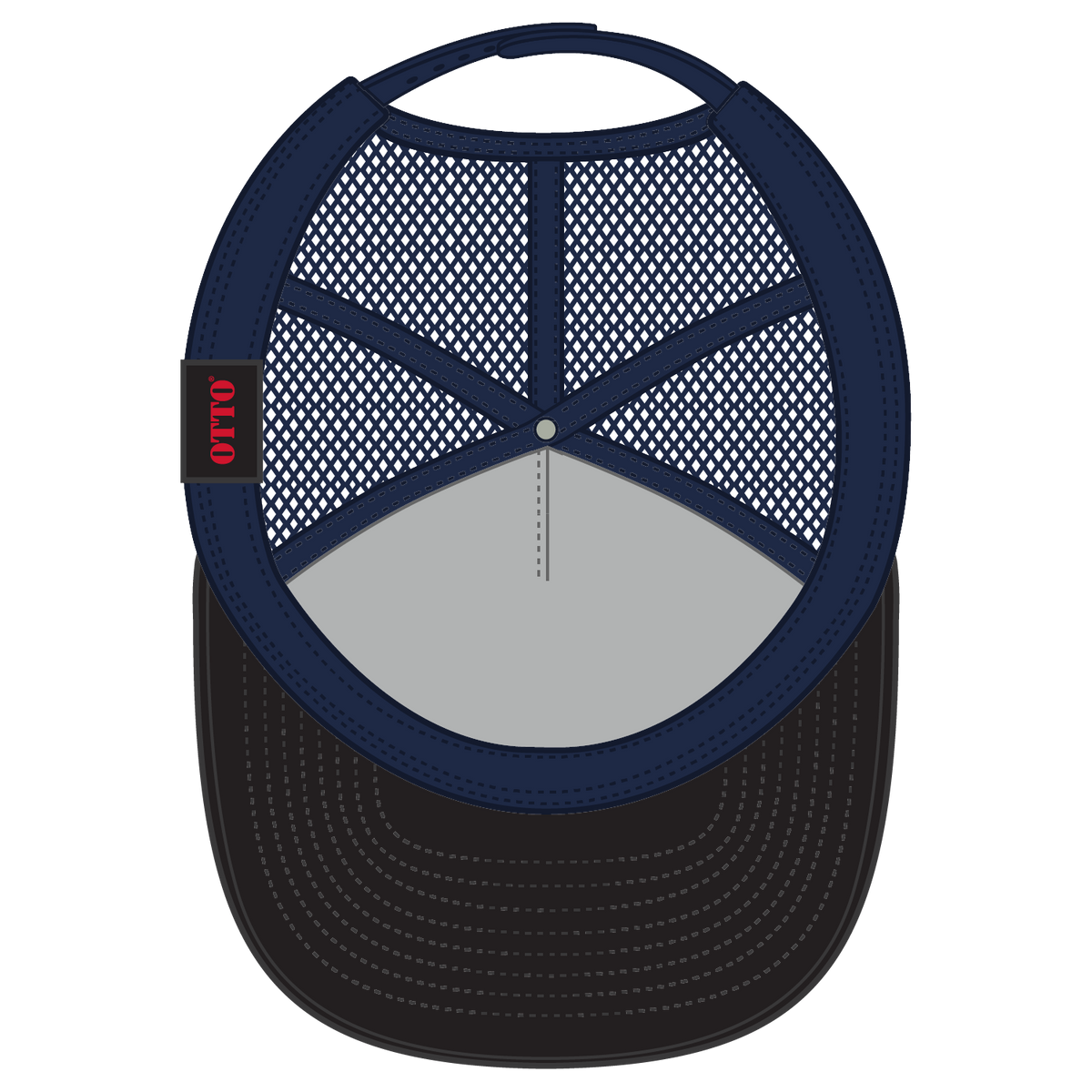 Inside View of 0411204B - Nvy/Cork/Nvy OTTO CAP "OTTO SNAP" 5 Panel Pro Style Mesh Back Trucker Snapback Hat