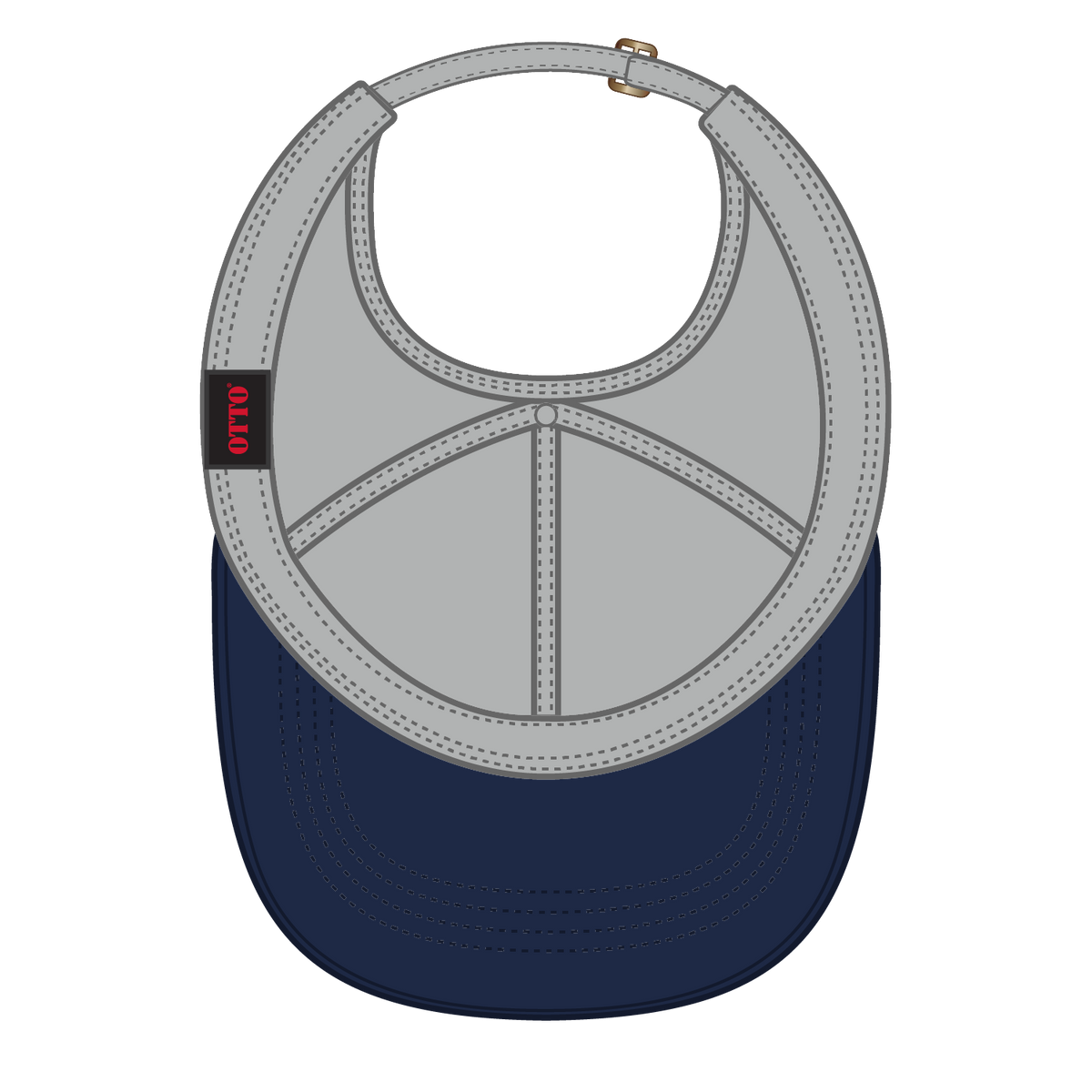 Inside View of 0414 - Nvy/Gry OTTO CAP 4 Panel Ponytail Cap
