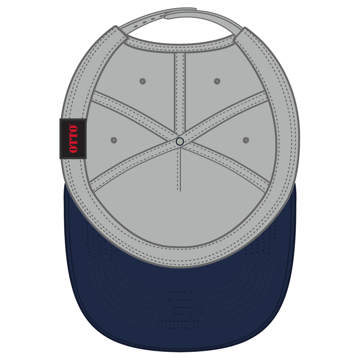 Inside View of 0414 - Nvy/Gry OTTO CAP 5 Panel Mid Profile Baseball Cap