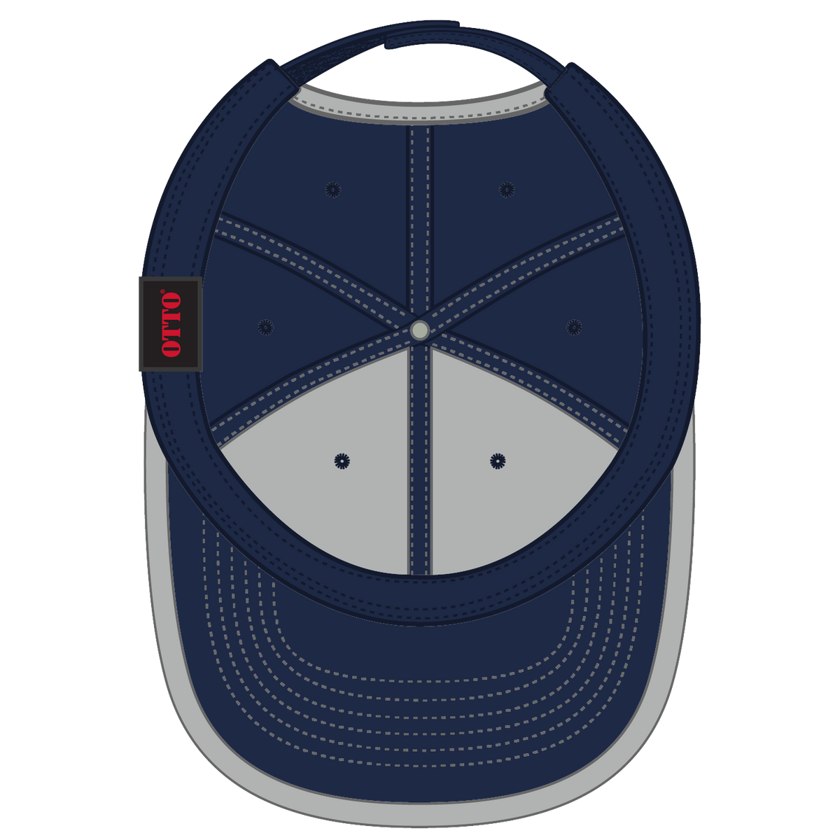 Inside View of 0414 - Nvy/Gry OTTO CAP 6 Panel Low Profile Baseball Cap