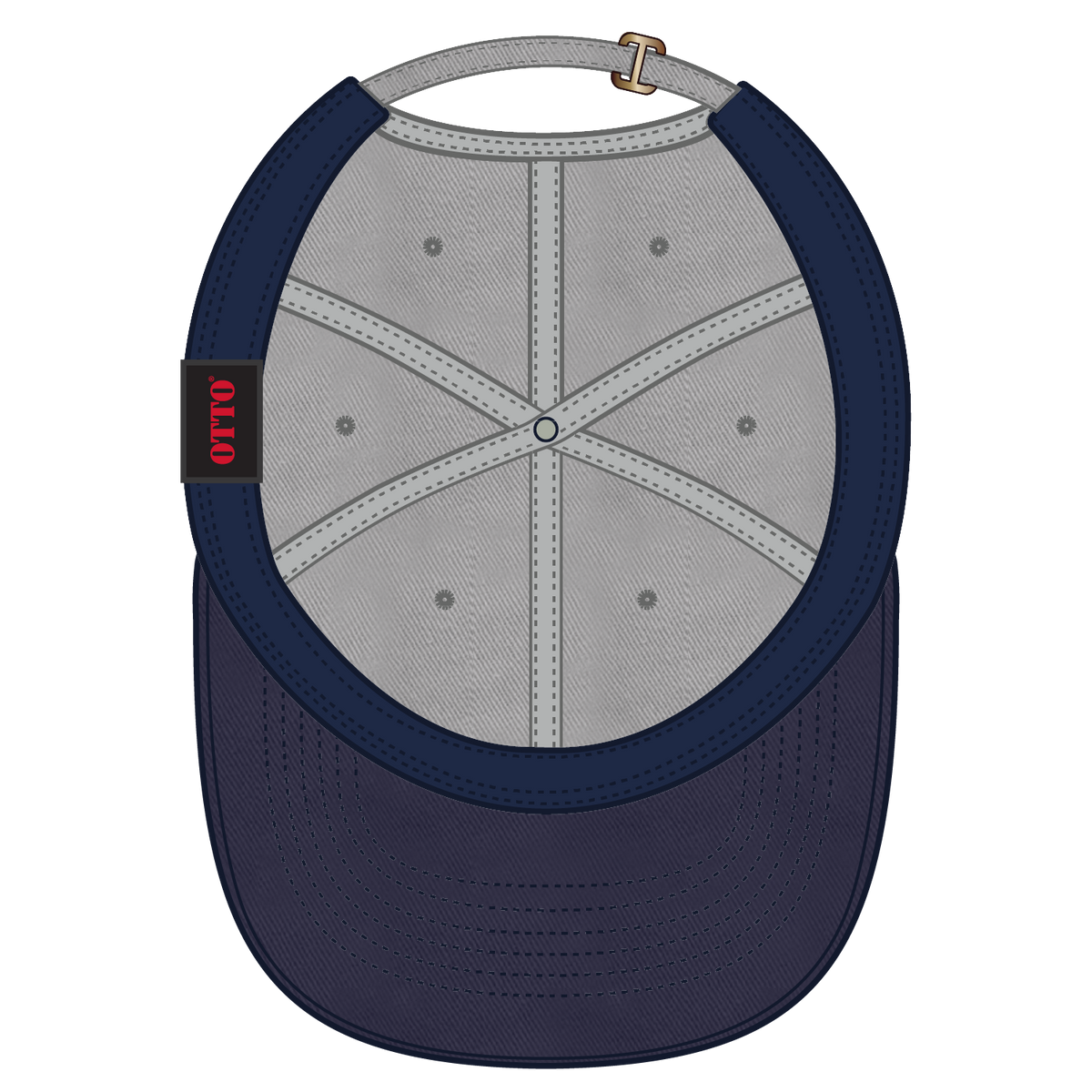 Inside View of 0414 - Nvy/Gry OTTO CAP 6 Panel Low Profile Dad Hat