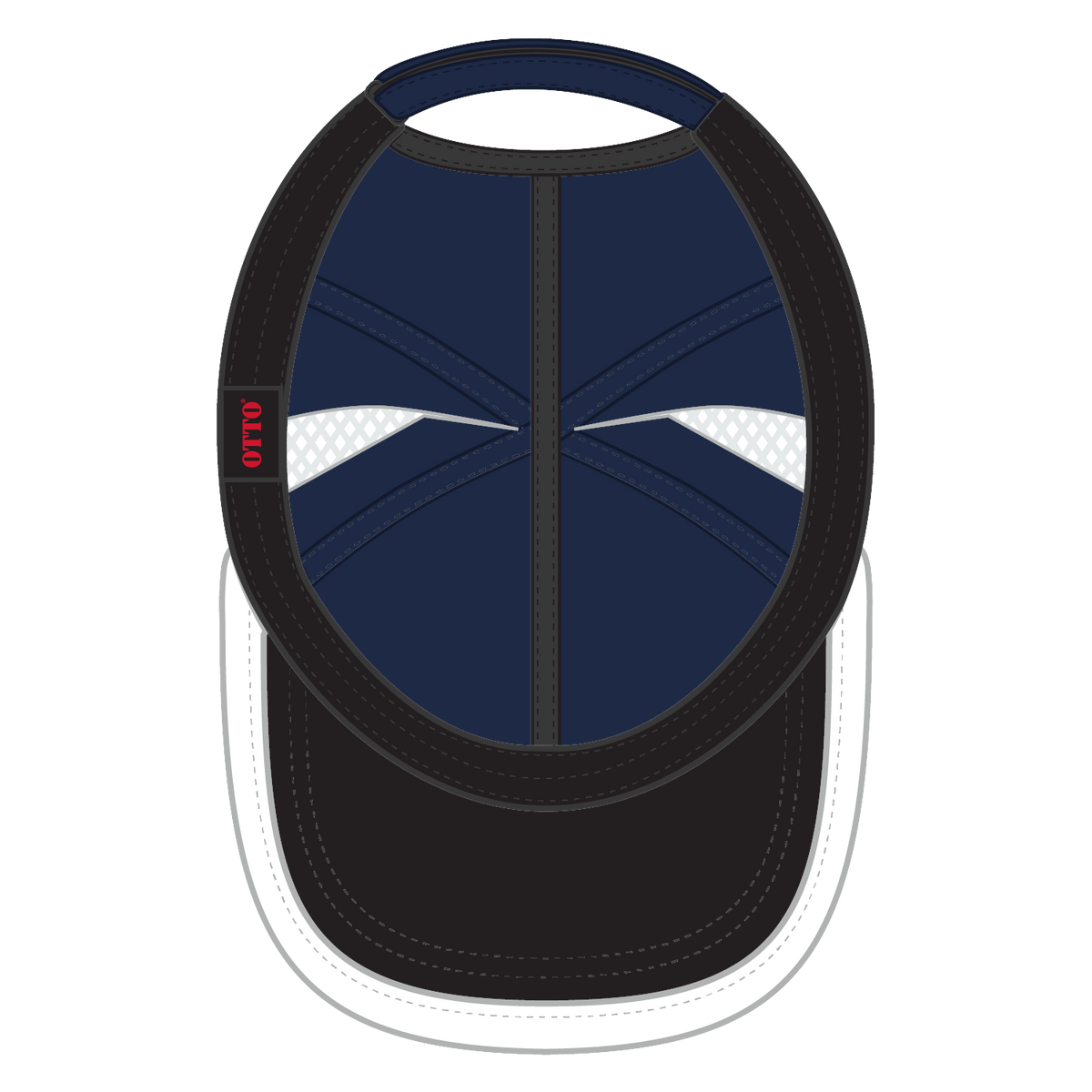 Inside View of 0416 - Nvy/Wht OTTO CAP UPF 50+ 6 Panel Running Hat