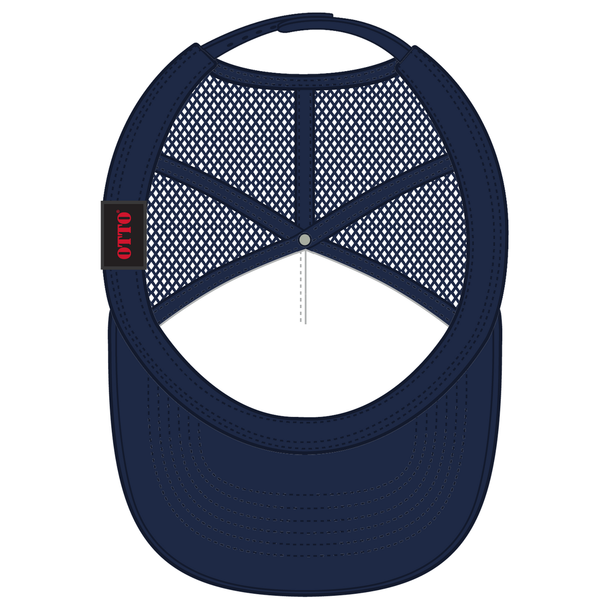 Inside View of 041604 - Nvy/Wht/Nvy OTTO CAP 5 Panel Mid Profile Mesh Back Trucker Hat