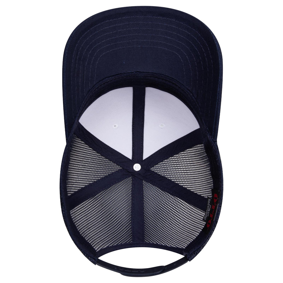 Inside View of 041604 - Nvy/Wht/Nvy OTTO CAP 6 Panel Mid Profile Mesh Back Trucker Hat