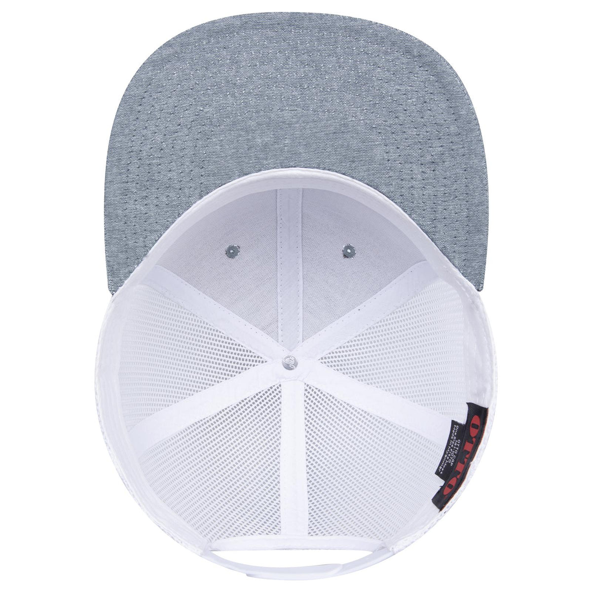 Inside View of 0416A - Nvy/Wht OTTO CAP "OTTO SNAP" 6 Panel Pro Style Mesh Back Trucker Snapback Hat