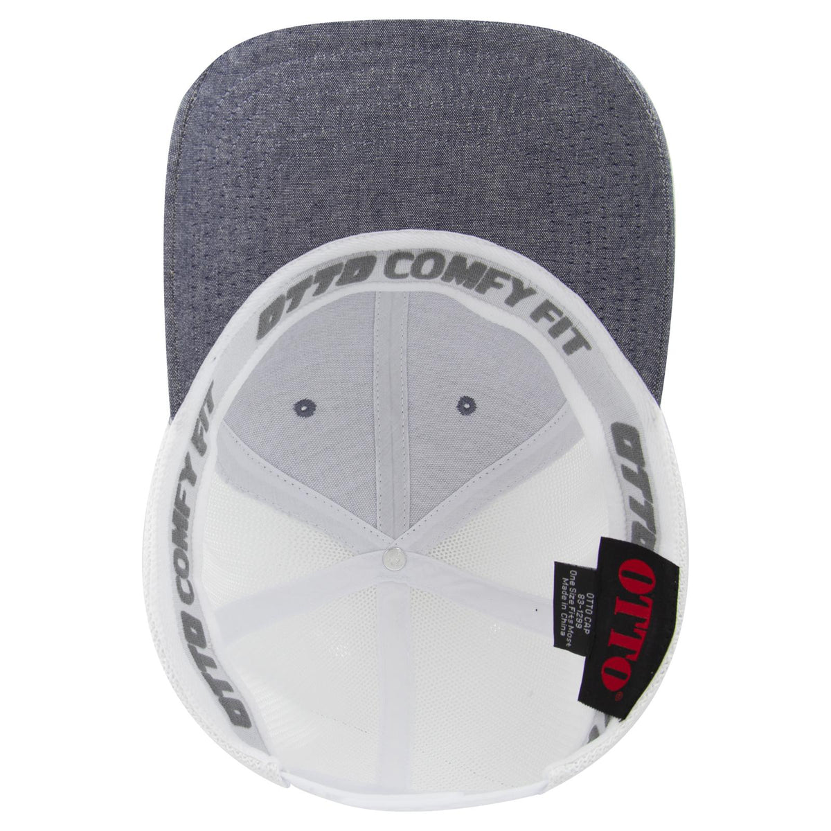 Inside View of 0416C - Nvy/Wht OTTO CAP "OTTO COMFY FIT" 6 Panel Low Profile Mesh Back Trucker Hat
