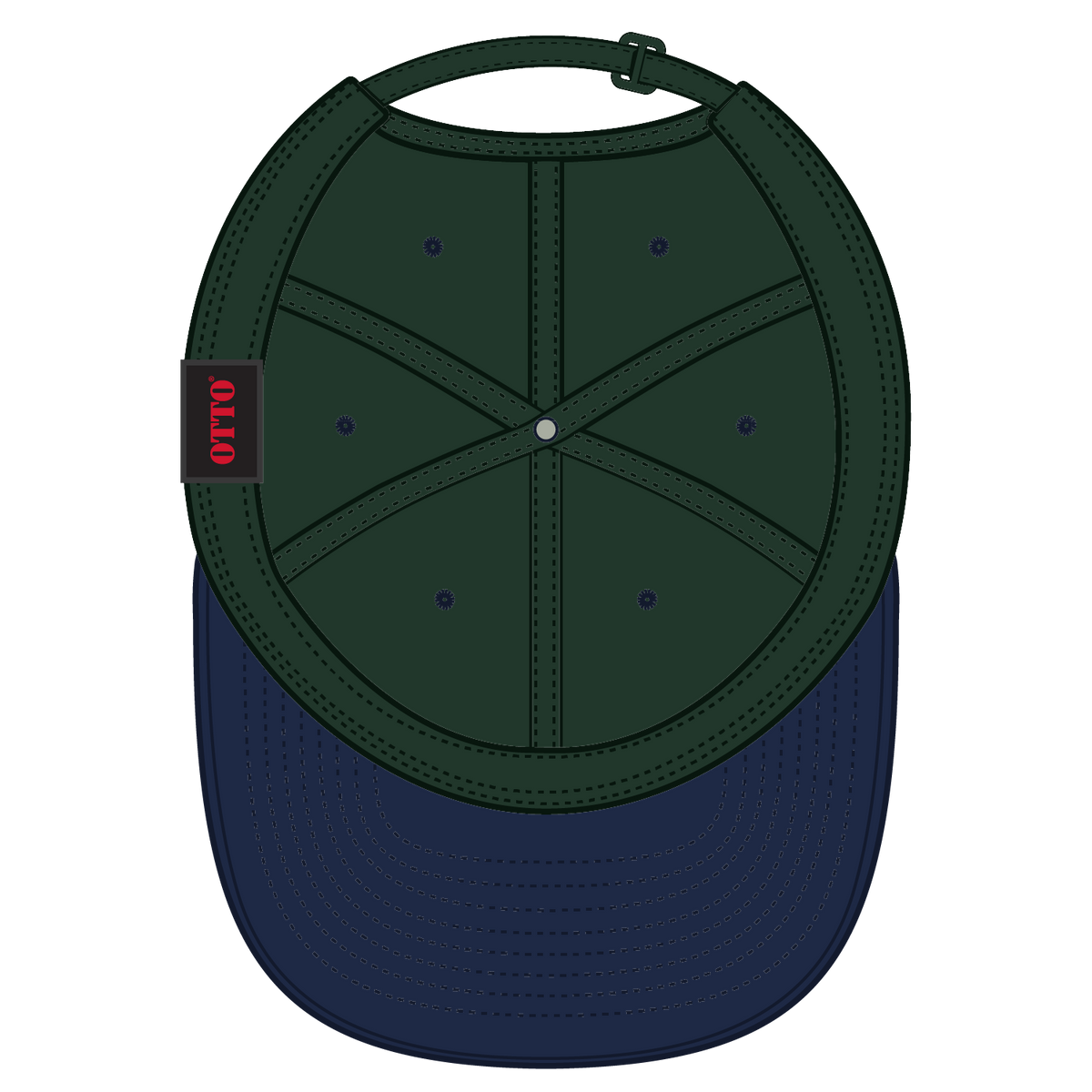 Inside View of 0417 - Nvy/Dk.Grn OTTO CAP 6 Panel Low Profile Baseball Cap