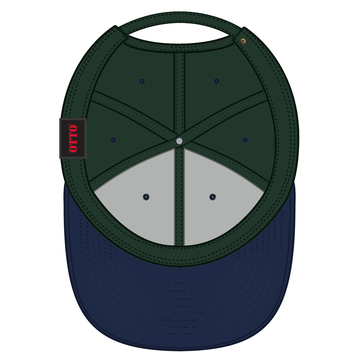 Inside View of 0417 - Nvy/Dk.Grn OTTO CAP 6 Panel Mid Profile Baseball Cap