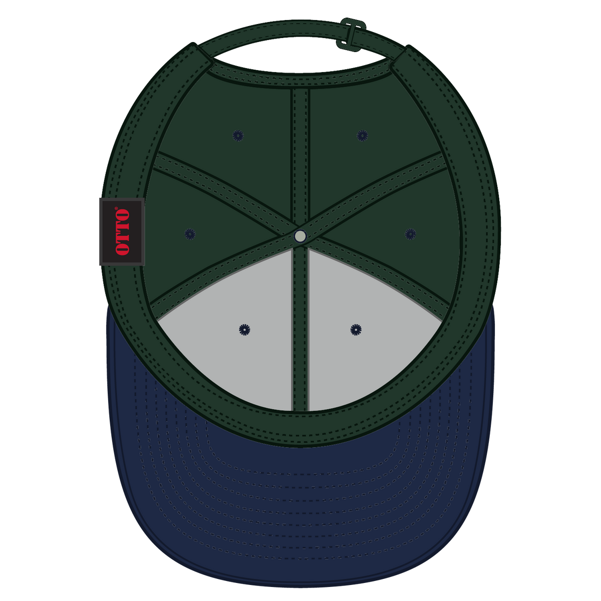 Inside View of 0417 - Nvy/Dk.Grn OTTO CAP 6 Panel Mid Profile Baseball Cap