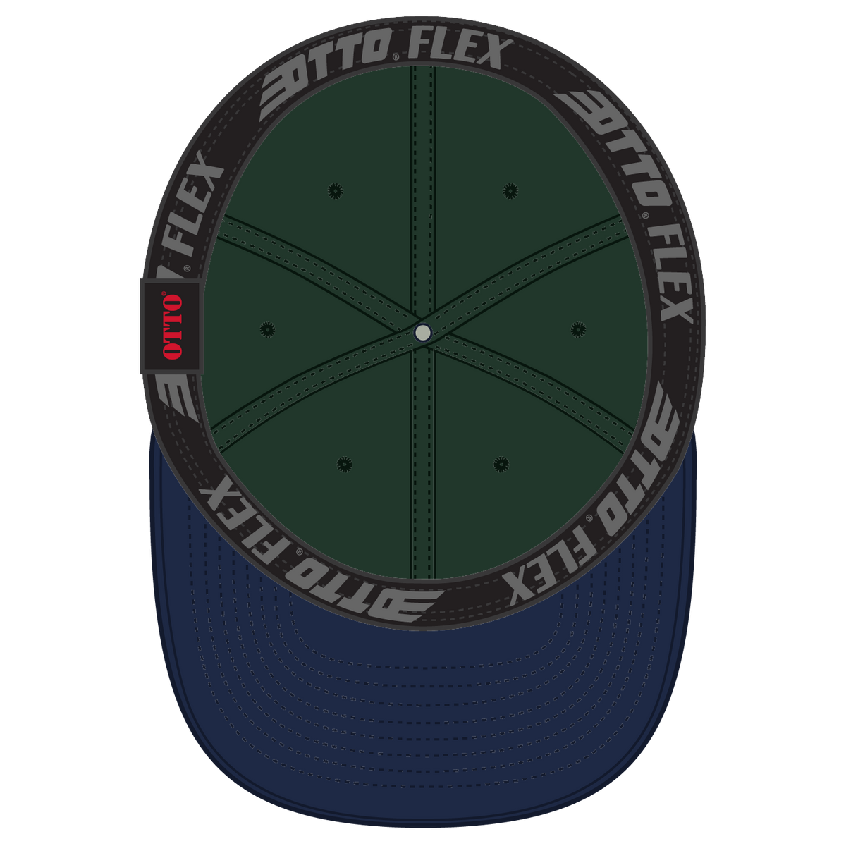 Inside View of 0417 - Nvy/Dk.Grn OTTO CAP "OTTO FLEX" Fitted 6 Panel Low Profile Dad Hat