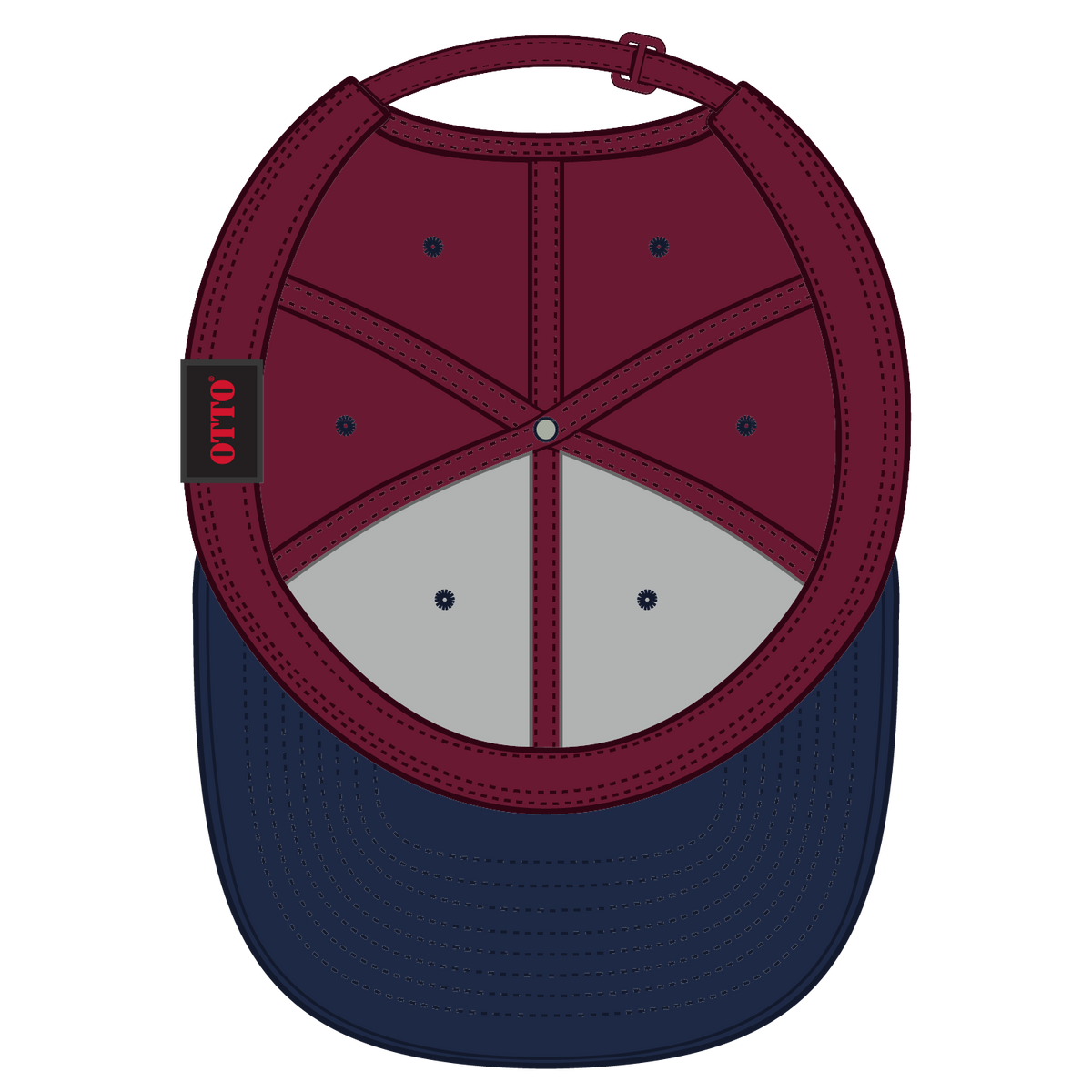 Inside View of 0419 - Nvy/Burg.Marn OTTO CAP 6 Panel Low Profile Baseball Cap