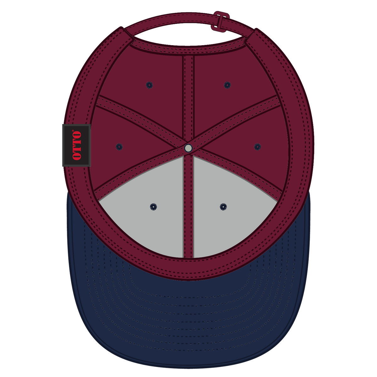 Inside View of 0419 - Nvy/Burg.Marn OTTO CAP 6 Panel Mid Profile Baseball Cap