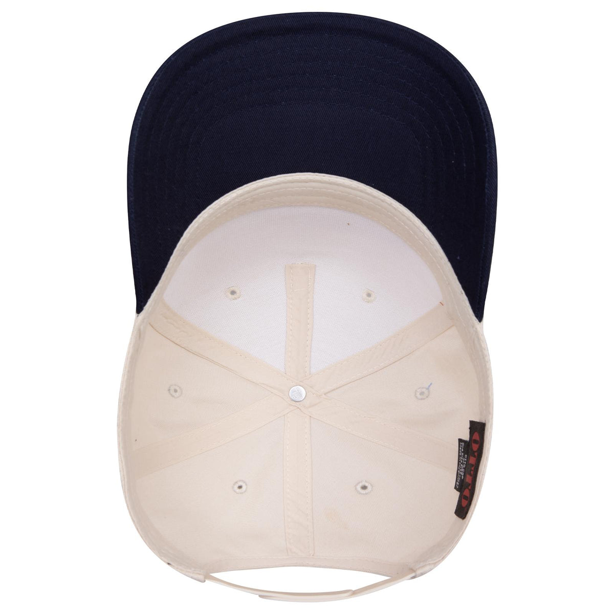 Inside View of 0431 - Nvy/Natrl OTTO CAP 5 Panel Mid Profile Baseball Cap