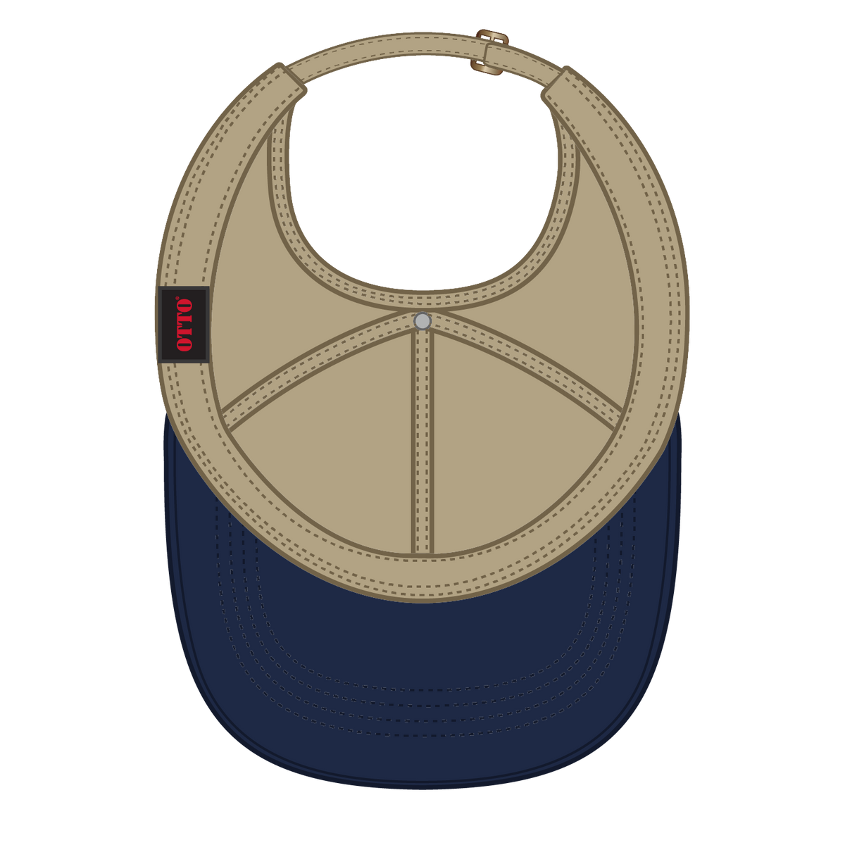 Inside View of 0432 - Nvy/Kha OTTO CAP 4 Panel Ponytail Cap