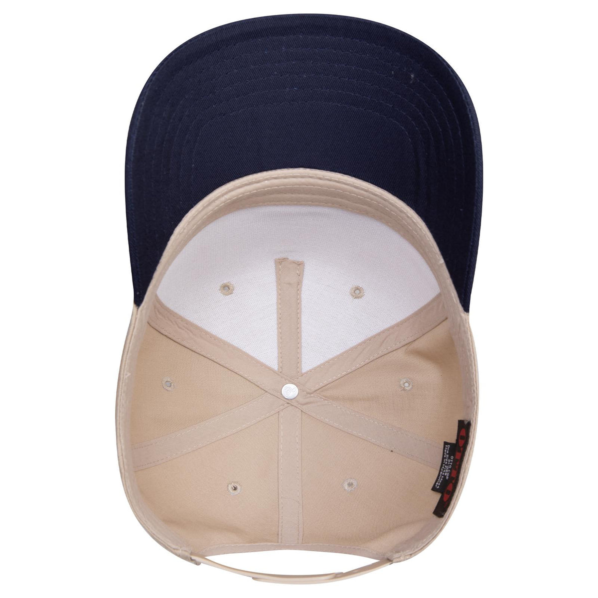 Inside View of 0432 - Nvy/Kha OTTO CAP 5 Panel Mid Profile Baseball Cap