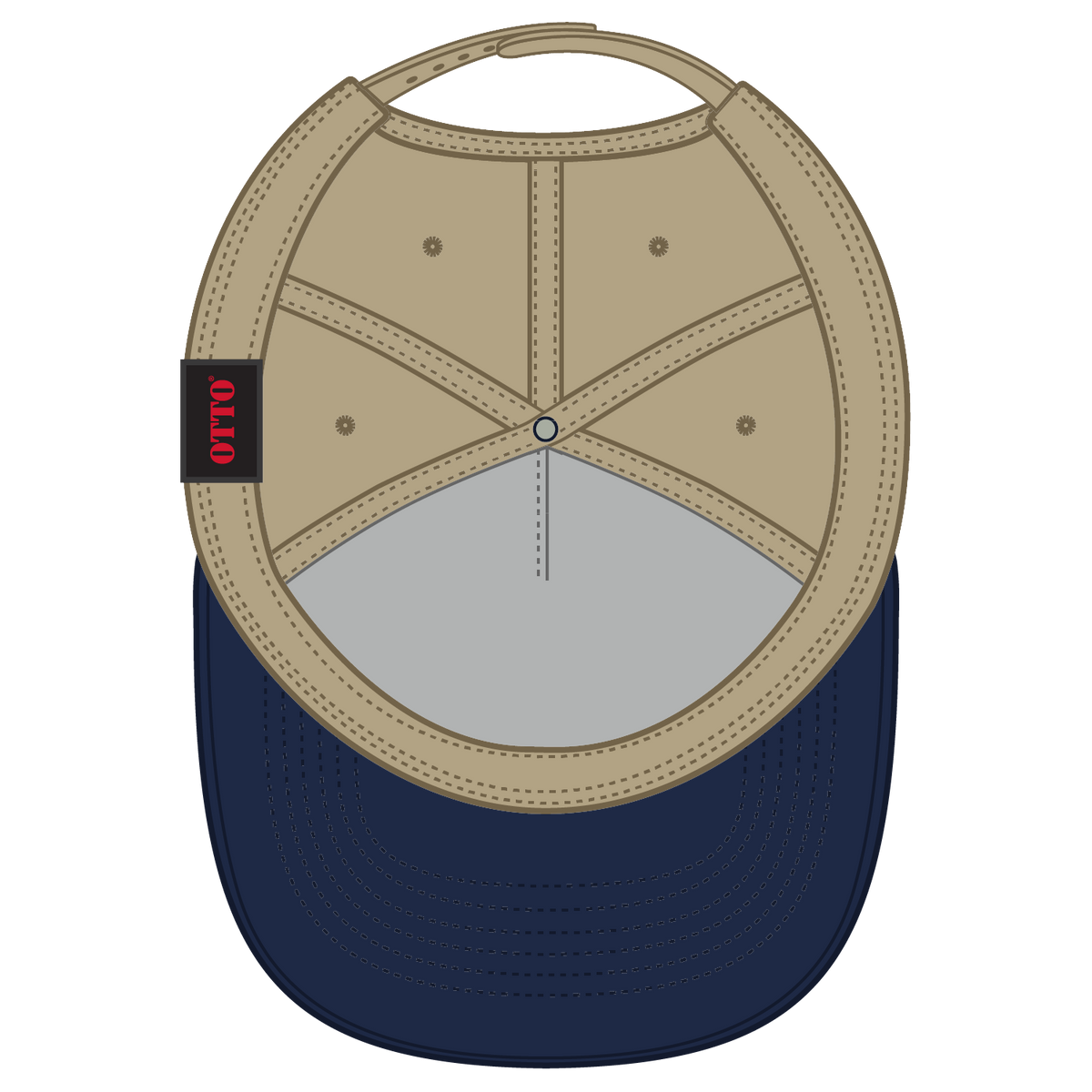 Inside View of 0432 - Nvy/Kha OTTO CAP 5 Panel Mid Profile Baseball Cap