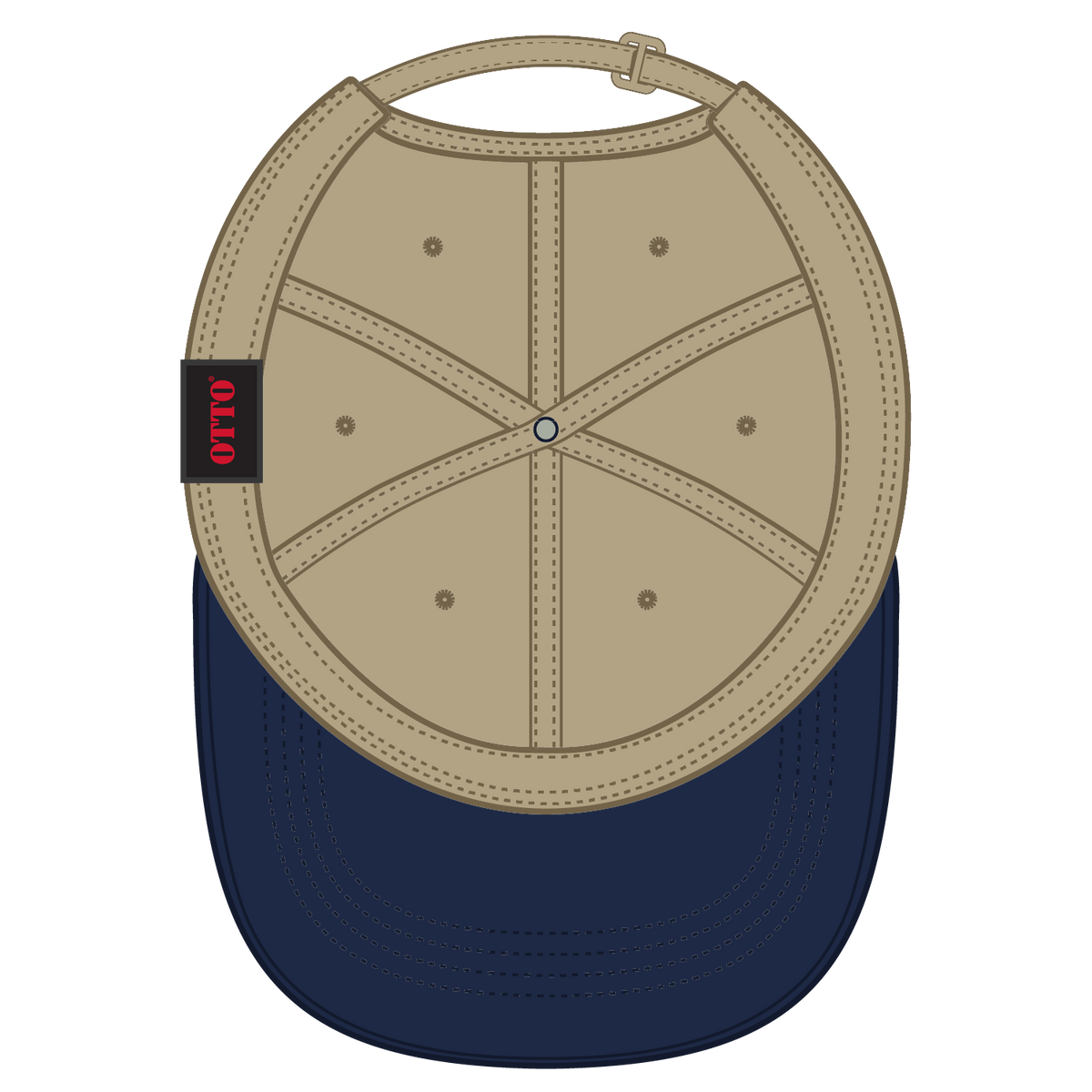 Inside View of 0432 - Nvy/Kha OTTO CAP 6 Panel Low Profile Baseball Cap