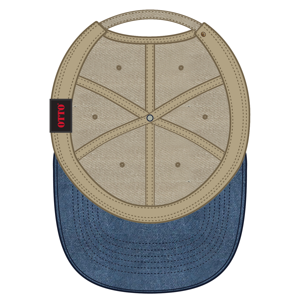 Inside View of 0432 - Nvy/Kha OTTO CAP 6 Panel Low Profile Dad Hat
