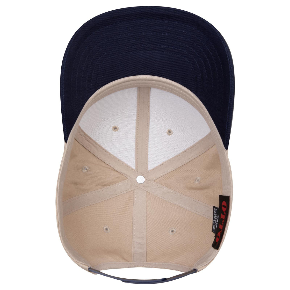 Inside View of 0432 - Nvy/Kha OTTO CAP 6 Panel Mid Profile Baseball Cap