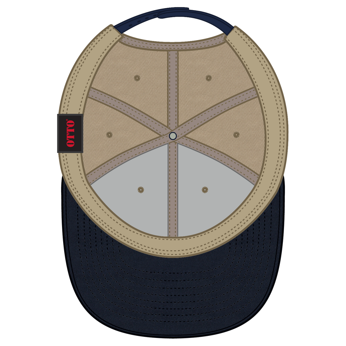 Inside View of 0432 - Nvy/Kha OTTO CAP 6 Panel Mid Profile Baseball Cap