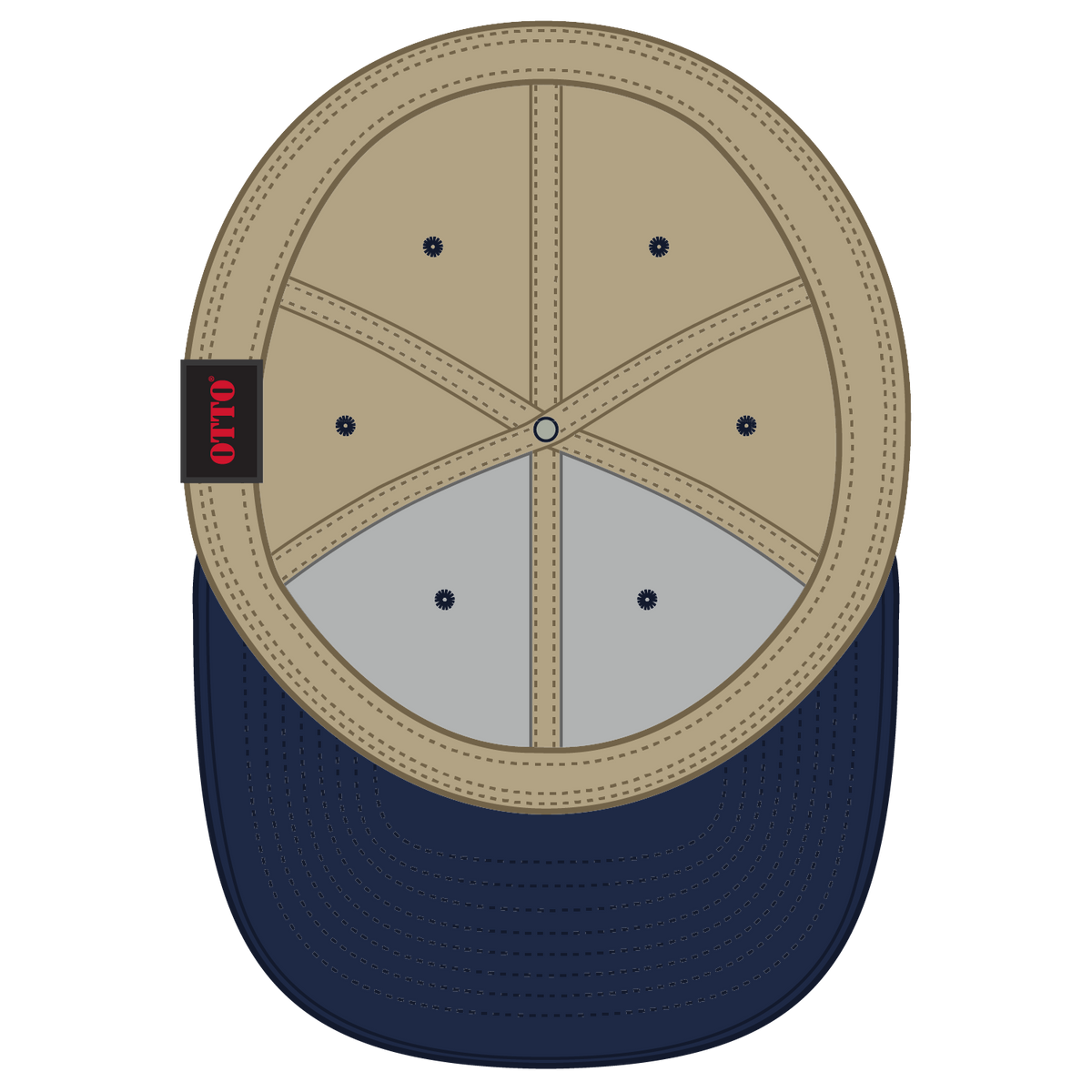 Inside View of 0432 - Nvy/Kha OTTO CAP "OTTO FLEX" Fitted 6 Panel Low Profile Baseball Cap