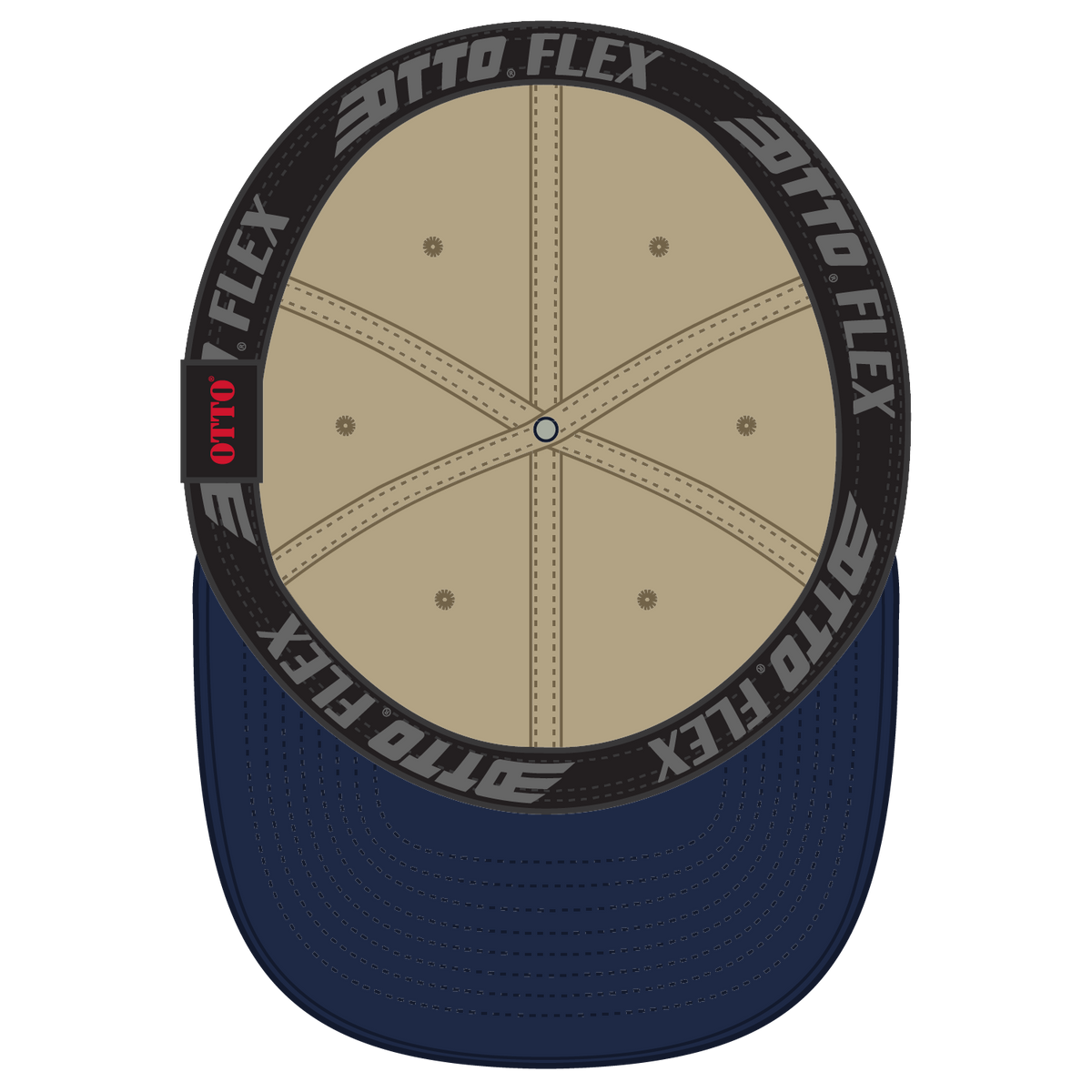 Inside View of 0432 - Nvy/Kha OTTO CAP "OTTO FLEX" Fitted 6 Panel Low Profile Dad Hat