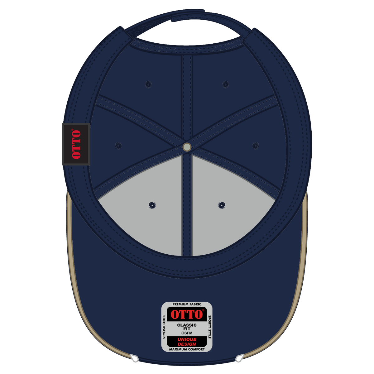 Inside View of 043216 - Nvy/Kha/Wht OTTO CAP 6 Panel Low Profile Baseball Cap