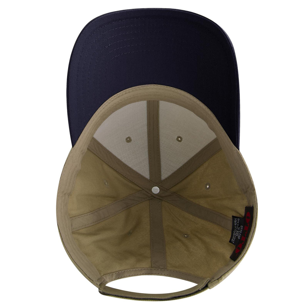 Inside View of 043232 - Nvy/Kha/Kha OTTO CAP 6 Panel Low Profile Baseball Cap