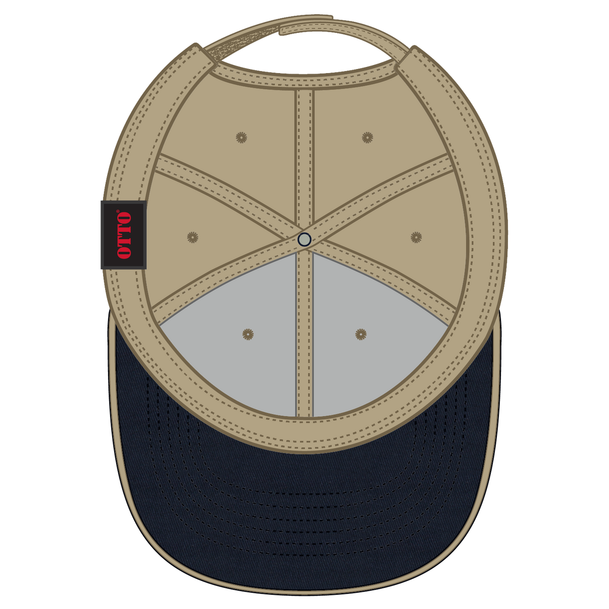 Inside View of 043232 - Nvy/Kha/Kha OTTO CAP 6 Panel Low Profile Baseball Cap