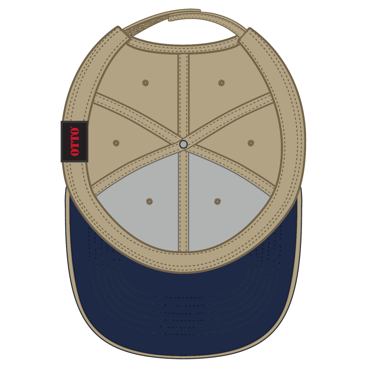 Inside View of 043232 - Nvy/Kha/Kha OTTO CAP 6 Panel Low Profile Baseball Cap